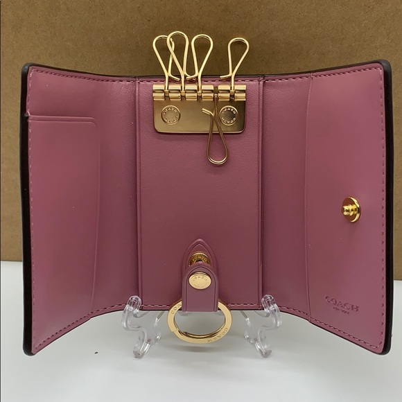 COACH Five Ring Key Case In Signature Canvas - Picture 10 of 16